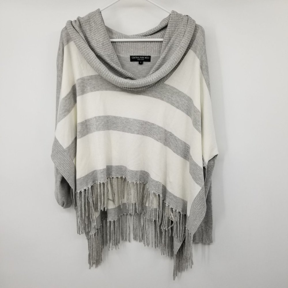 Central Park West New York Grey and White Striped Sweater Top Size Small